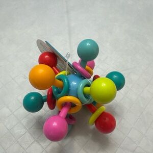 Colorful Multi-Ring Activity Rattle Toy for Kids - Blue/Green/Pink